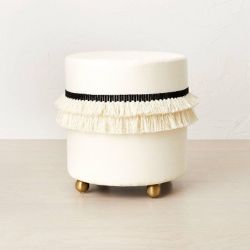 Catania Tassel Ottoman with Ball Feet Cream/Black - Opalhouse