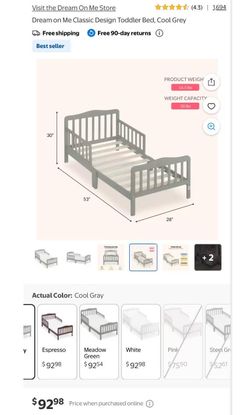 Toddlers crib and mattress
