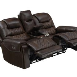 New Top Grain Leather Recliner Sofa And Loveseat With Power Recliners