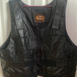 Rider Leather Vest Black Velcro