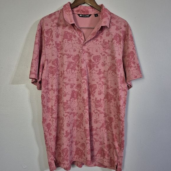 Travis Mathew Pink Floral Short Sleeved Golf Shirt XL