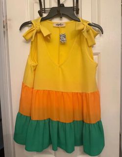Colorblock Tiered Top with Bow Shoulders