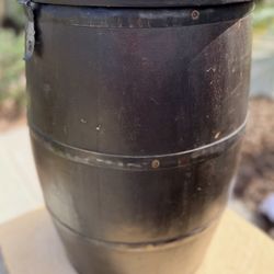 Rustic Wooden Barrel Storage Chest Black Appx. 21” Tall - Decorative Keg