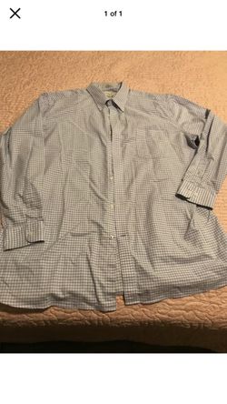 Men’s 18 1/2 blue and white haggar check dress shirt oxford 36/37 sleeve 18 1/2 neck