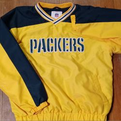 Green Bay Packers Pullover Coat Jacket Size Large NFL Love Jacobs