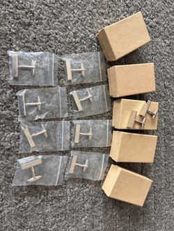 Silver Rectangle Cufflinks Bulk Lot x5 Pairs