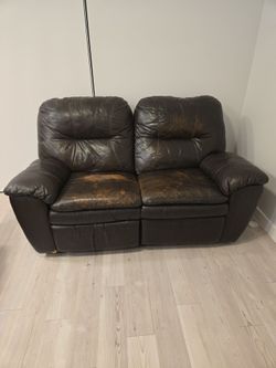 Brown leather sofa