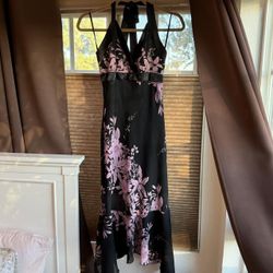 Vintage Charlotte Russe black & pink floral midi dress