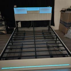 Queen size Bed Frame With LED Lights