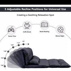 Lazy Sofa Adjustable Folding Futon Sofa Video Gaming Sofa with Two Pillows