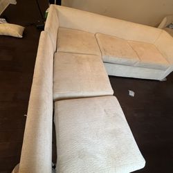 White Suede Three Parts Sectional 