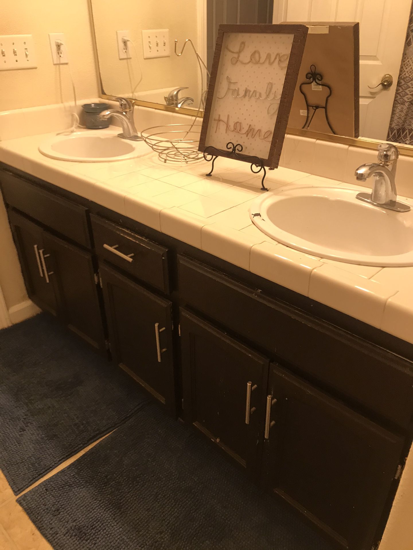 Cabinets 2 bathroom sets of double vanity’s
