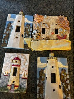 Vintage Nautical Lighthouse & Beach Light Switch Covers (Set of 4)
