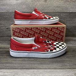 Red vans shop with checkered flames