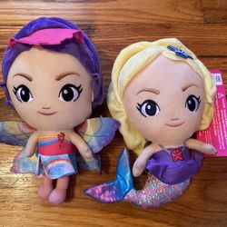 Barbie Butterfly Princess Fairy Plush Stuffed 8” & mermaid doll Barbie new
