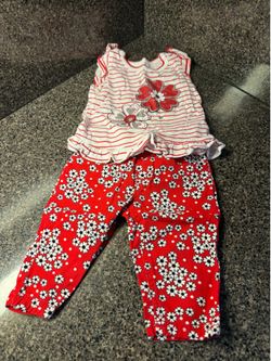 Nannette red white and black outfit flowers 2T