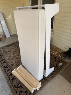 White Murphy Bed with Mattress and Slats