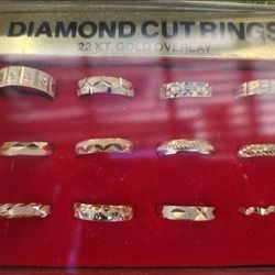 TAKING BEST OFFER. Brand New in Box Diamond Cut Rings, 22K Gold Overlay. TAKING BEST OFFER. 