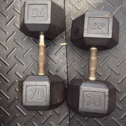 70lb Dumbbell Pair Cap On Needs Re-Welding