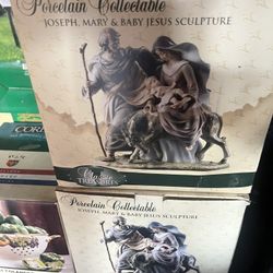 CLASSIC TREASURES Fine Porcelain Collectible Joseph Mary & Baby Jesus Sculpture