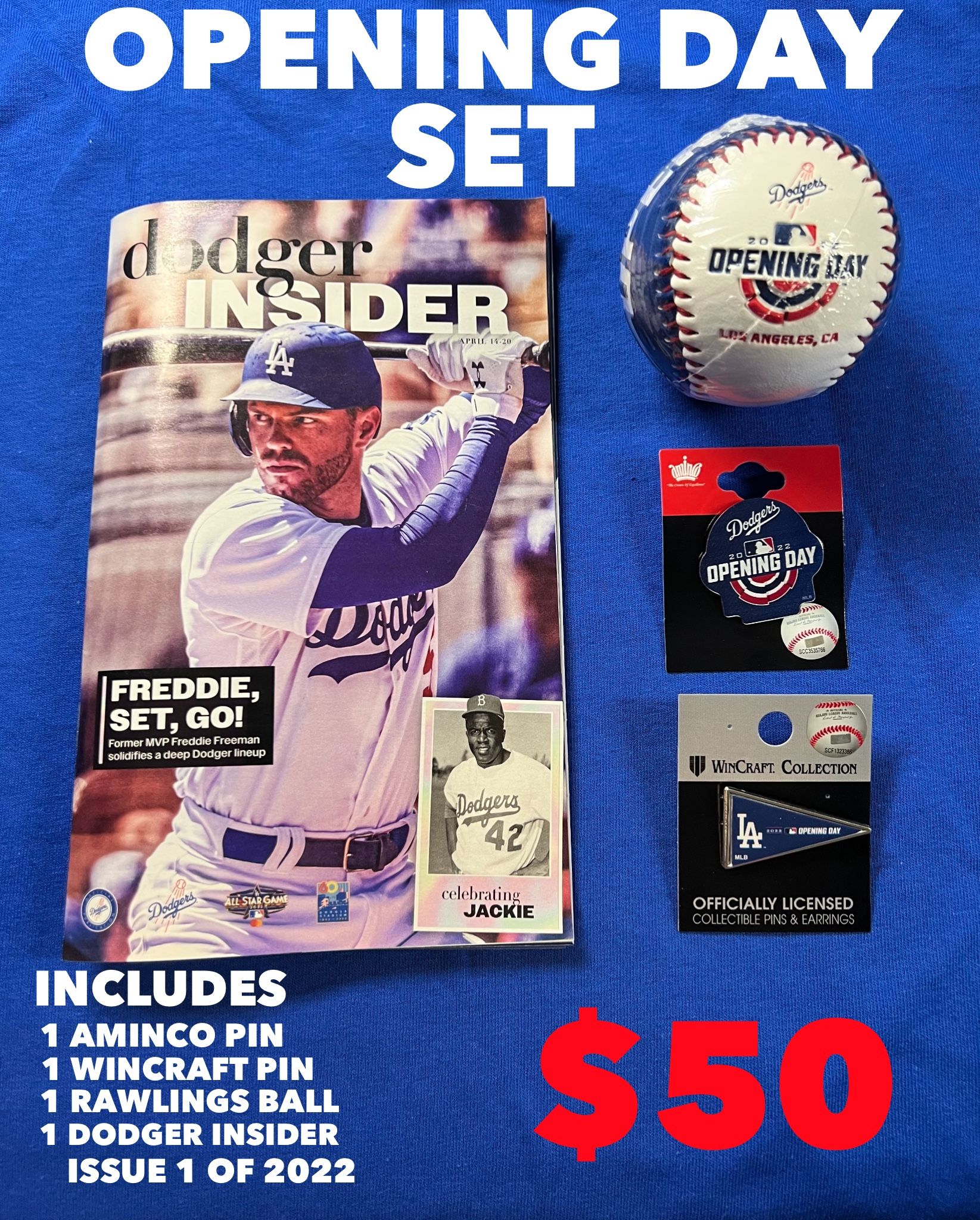 Dodgers Opening Day 2020 Bundle With Ball And Both Pins