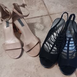 2 Pairs Of Women's High Heel Shoes Size 10