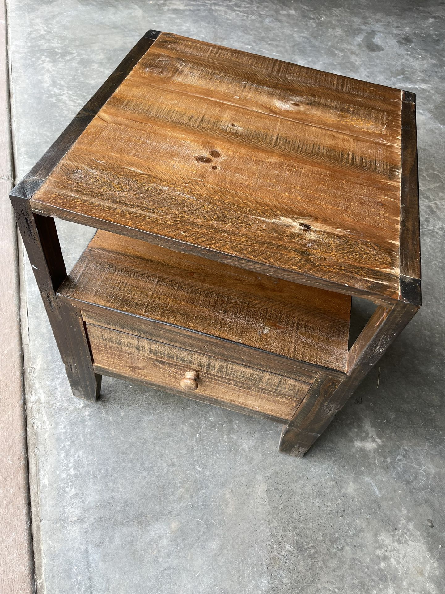 Rustic Wood End Table