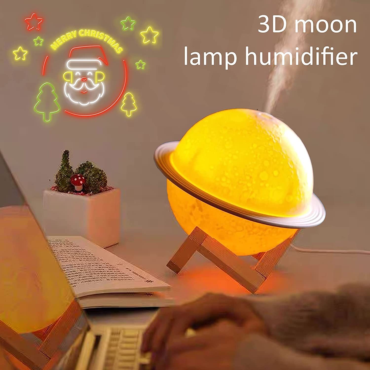 Moon Lamp Cool Mist Humidifier for Bedroom, 3-in-1 Galaxy Lamp Ultrasonic Humidifier & Essential Oil Diffuser for Baby, USB Personal Humidifiers with