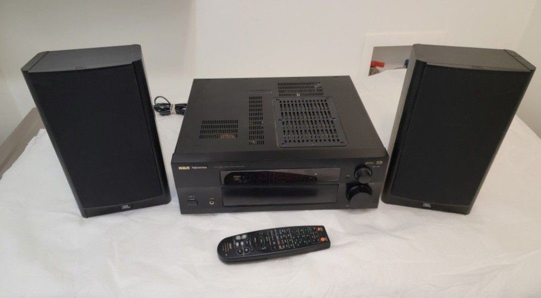RCA Professional Series STAV-3990 Sudio/Video Receiver with Remote. Flawless working.
If you want the 2 JBL Arena B15 boxes, that's $80 extra.