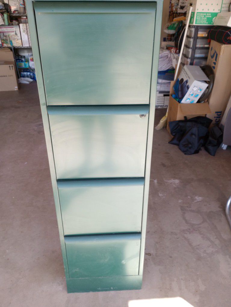 Green 4 Drawer Metal Filing Cabinet 