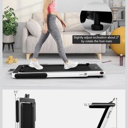 Goplus 2 in 1 Folding Treadmill, 2.25HP Superfit Under Desk Electric Treadmill, Installation-Free with Remote Control, APP Control and LED Display, Wa