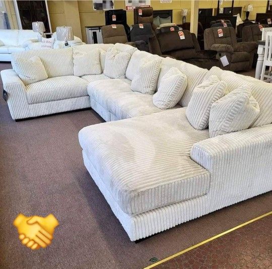 ASHLEY IVORY PLUSH SECTIONAL SOFA COUCH ONLY 10$ DOWN PAYMENT,All Products : American Fashion Style Bags On Sale