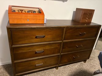 6-Drawer Wooden Dresser with Brass Handles