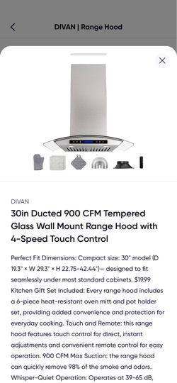 30 in. 900 CFM Ducted Wall Mount Downdraft System in Stainless Steel with Tempered Glass vs Touch and Remote Control