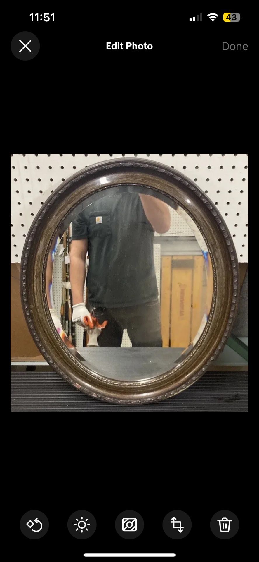 Antique Scumble Finish Oval Mirror