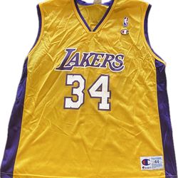 Vintage 90s Champion LA Los Angeles Lakers Shaq O’Neal Jersey Mens 44 Large