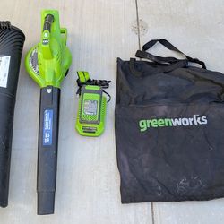 Greenworks 40V Cordless Brushless Leaf Blower/Vacuum with battery + charger