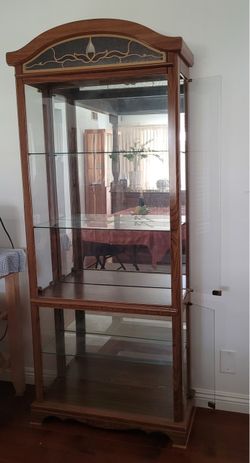 Curio oak display cabinet
