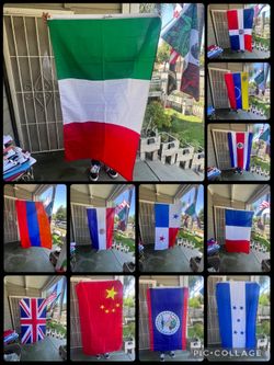 Used Flags size 5’x3’  Valenzuela  Armenia Paraguay UK  France China Belize Italy  Costa Rica  Honduras
