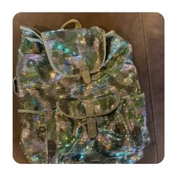 Girls Justice Sequin Camo Drawstring Backpack