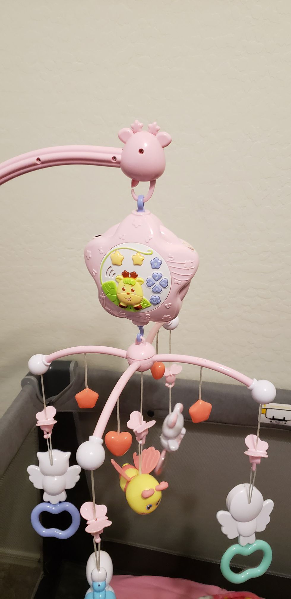 Musical light up baby mobile with a remote