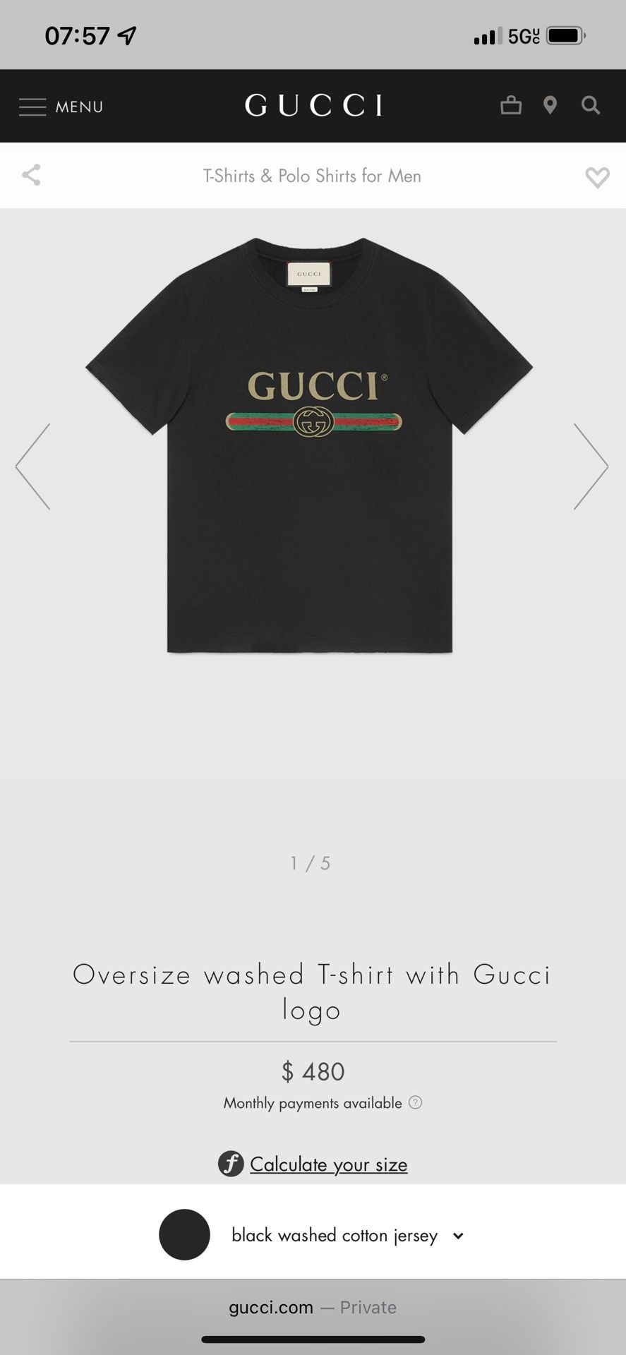 Oversize washed T-shirt with Gucci logo
