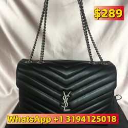 SAINT LAURENT PARIS 2way Bag College Handbag 428056 Leather Black