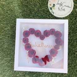 Personalized Hallow Heart With Paper Flowers For Valentine’s Day Or Any Occasion