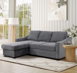 Coddle Aria Fabric Sleeper Sofa with Reversible Chaise and Storage, Gray