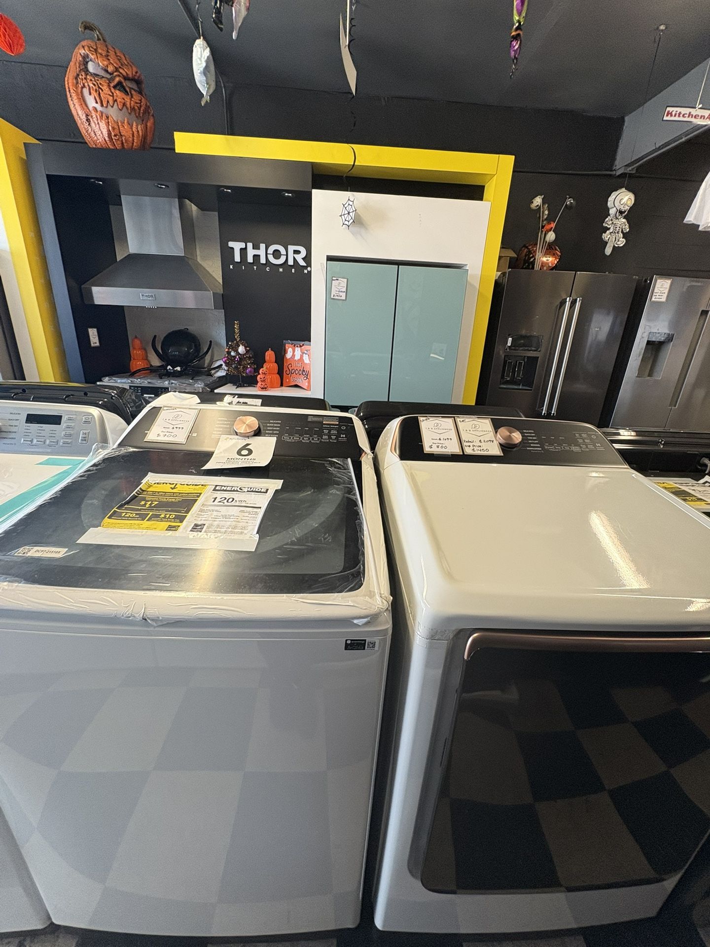Samsung Top Load Washer and Gas Dryer in Ivory