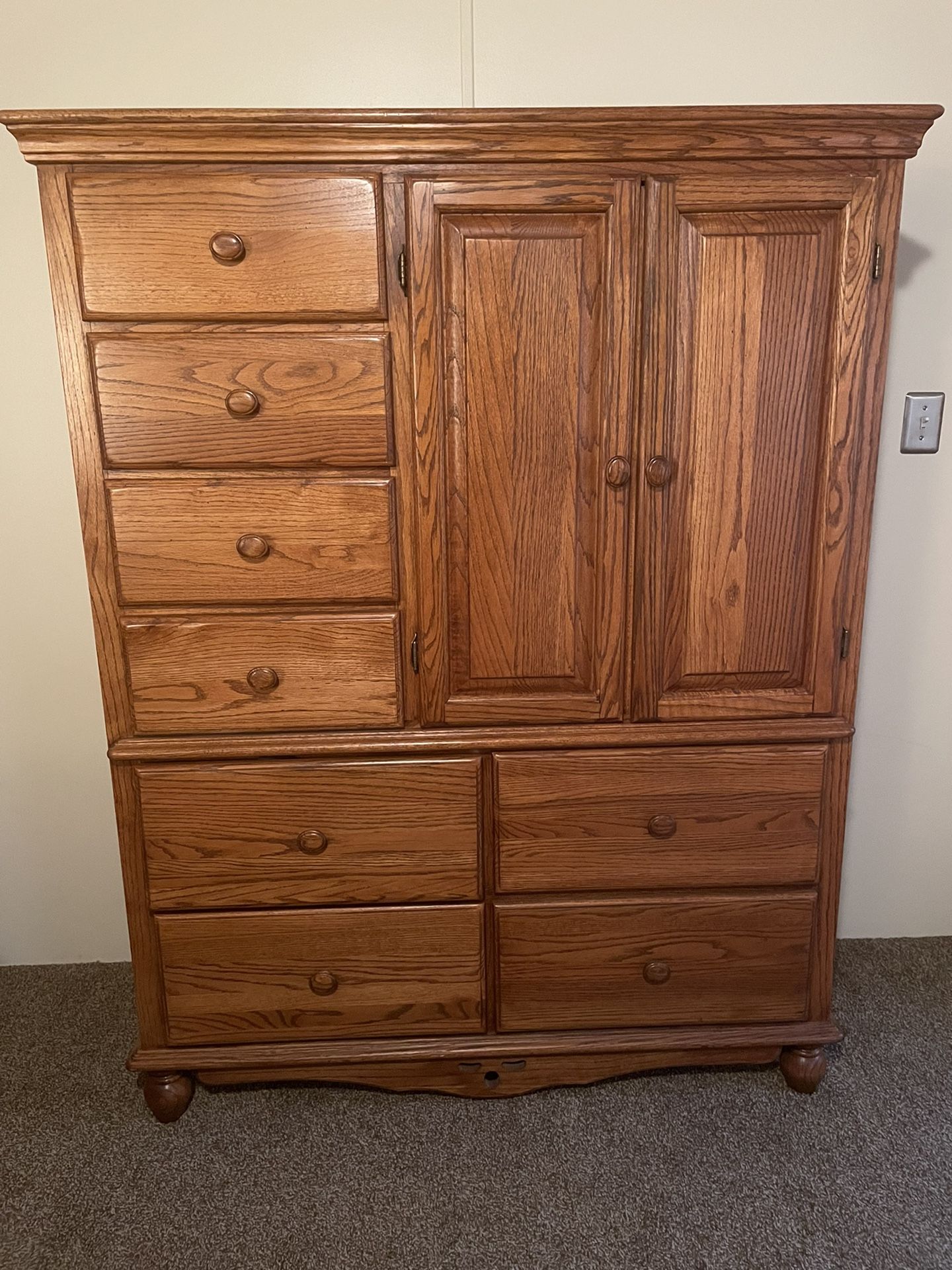 Pending Sale- Solid Oak 8 Drawer Armoire - Perfect Condition 