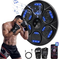 Music Boxing Machine, Punching Trainer with Boxing Gloves, Wall Mounted Electronic Punching Bag for Adults Kids, Large Size Target Workout Equipment f