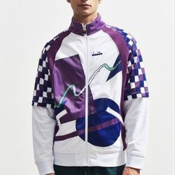 Diadora Retro Long Removable Sleeves Zip-Up 1990s Jim Courier Track Jacket New