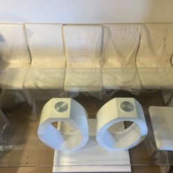 7 - Piece Rectangle Glass Pedestal Dining Set